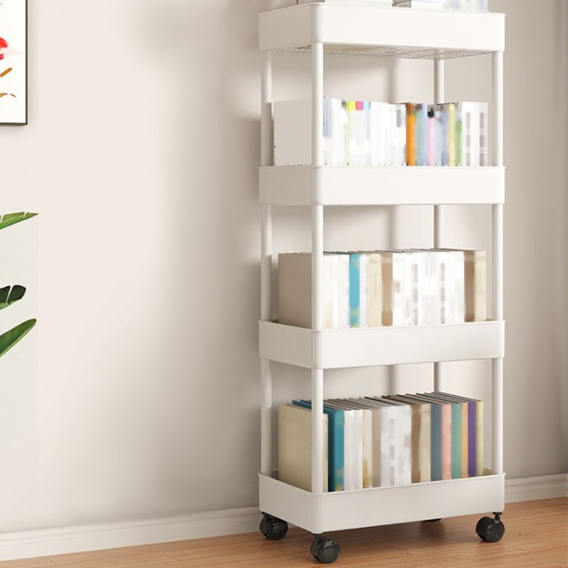 Book Organizer with Wheels Multi Tier Utility Cart Plastic Rolling