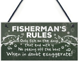 RED OCEAN Funny Fishing Gifts For Men Hanging Plaque Fisherman Sign Gift For Dad Grandad Son Brother