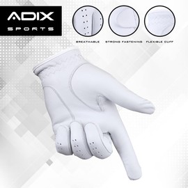 ADIX Sports 1 PC Single Left Hand Golf Unisex Premium Leather Golf Glove - Color White (XS)