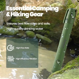 Portable Outdoor Water Filter - 99.9999% Bacteria & Viruses Removes - Lightweight & Compact for Camping, Hiking, Survival - High Performance Filter for Clean Drinking Water (Green x 6)