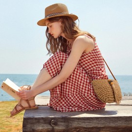 NEWROGENG Handwoven Straw Bag for Women Vacation, Boho Beach Purse for Summer Wicker Crossbody Purse with Tassels Rattan Woven Bag, Khaki