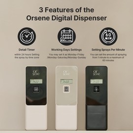 Orsene Automatic LCD Fragrance Dispenser - Wall Mount/Free Standing ABS Auto Air Freshener Dispenser Programmable Aerosol Spray Perfume Dispenser for Bathroom, Hotel, Office, Commercial Place (gray)