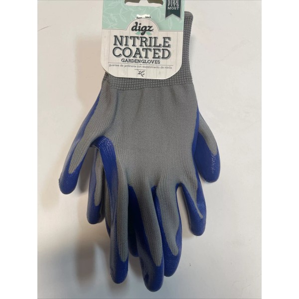 Digz Nitrile Coated Dipped Garden Gloves - Blue - One