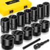 Topec Large Lug Nut Remover Socket Set 17-36mm, 1/2" Drive