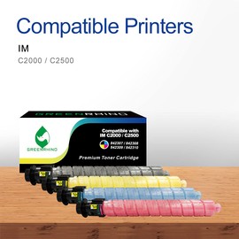 GREENRHINO Remanufactured (High Yield) Toner Cartridge Replacement for Ricoh IM C2000 / IM C2500 - 842307, 842308, 842309, 842310 (1 Black, 1 Yellow, 1 Magenta, 1 Cyan, 4-Pack)