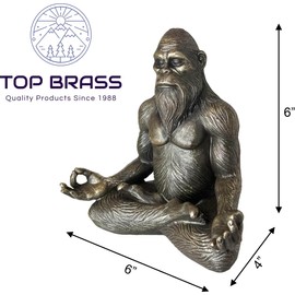 Top Brass 6” Bigfoot Yoga Statue Sasquatch Lotus Pose Meditation Figurine – Yeti Spiritual Inner Peace Zen Decorative Accent for Spa, Home or Office