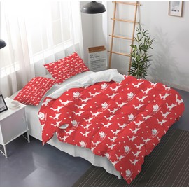 Leleyouzer Christmas Bed Linen 135 x 200 cm Children's Christmas Duvet Cover Set Microfibre Bed Linen Set with 2 Pillowcases 50 x 75 cm MC5