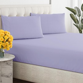 Sleepy Town Queen Size Bed Sheets - 3 Piece - NO Flat Sheet Included - Queen Sheet Set - Soft, Comfy & Cooling - Easy Care - Wrinkle & Fade Free - Brushed Microfiber - Deep Pocket Sheets (Lavender)