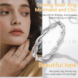 Sterling Silver Twist Rope Ring Size 10 Trendy Thumb Rings For Men Women