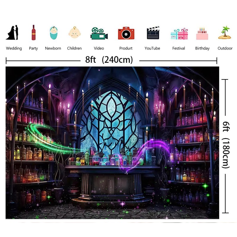 Halloween Mad Scientist Lab Backdrop 8x6FT Spooky Chemistry Laboratory Magic