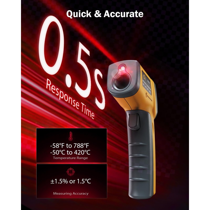 Benetech Infrared Thermometer Laser Temperature Gun, Digital Surface Heat Temp