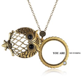 Hollow Owl Pendant Necklace 5x Reading Glass Necklace for Men Women Adjustable Bird Magnifier Necklace Jewelry Gifts