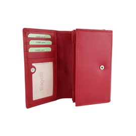 Laura Biagiotti Ladies Genuine Leather Large Wallet with Gift Box, Red 155, Elegant