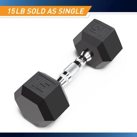 Marcy 15 lb EcoWeight Rubber Hex Dumbbell, IBRH-015 - Sold Individually