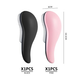 Pack of 2 Detangling Brush, Sliding Hair Comb, Air Cushion Comb, Massage Comb, Straightening Comb, Tangle-Free Straightening Comb (Black + Pink)