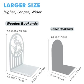 Weudes Hummingbird Book Ends, Metal Bookends for Shelves Decorative, Book Stopper for Heavy Books, Bookends for Home, Office, Library, School Use (White)