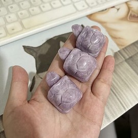 Manekieko Manekieko Natrlicher Lila Lepidolith Schildkr?te Nkristalle Und Heilsteine, 35mm Handgeschnitzte Tierskulptur Zum Sammeln Fengshui Heilkristall