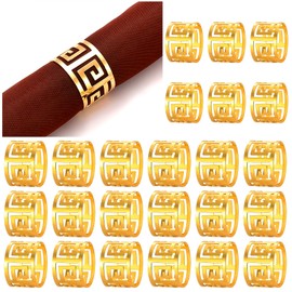 BSJELL Gold Napkin Rings Set of 24 Round Circle Metal Napkin Ring Holder for Dinner Table Decorations Wedding Holiday Parties Everyday (Gold,24pcs Circle)