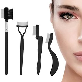 Juego de 4 peines plegables para cejas - Cepillos separadores de pestañas de acero inoxidable de primera calidad para un cuidado y retoque de maquillaje sin esfuerzo - Herramient