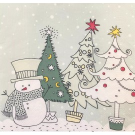 Decoupage Paper Napkin Luncheon Christmas Snowman Winter Pack of 20 Servilletas