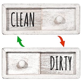 WOJOGO Dishwasher Magnet Clean Dirty Sign – Farmhouse Rustic Wood Clean Dirty Magnet Sign, Works for All Dishwashers, Dishwasher Accessories (White)