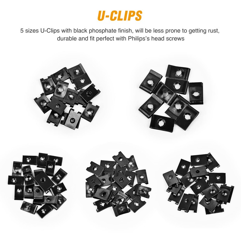 GOOACC 170Pcs Car U-Clip and Screw Assortment Kit 9 Different