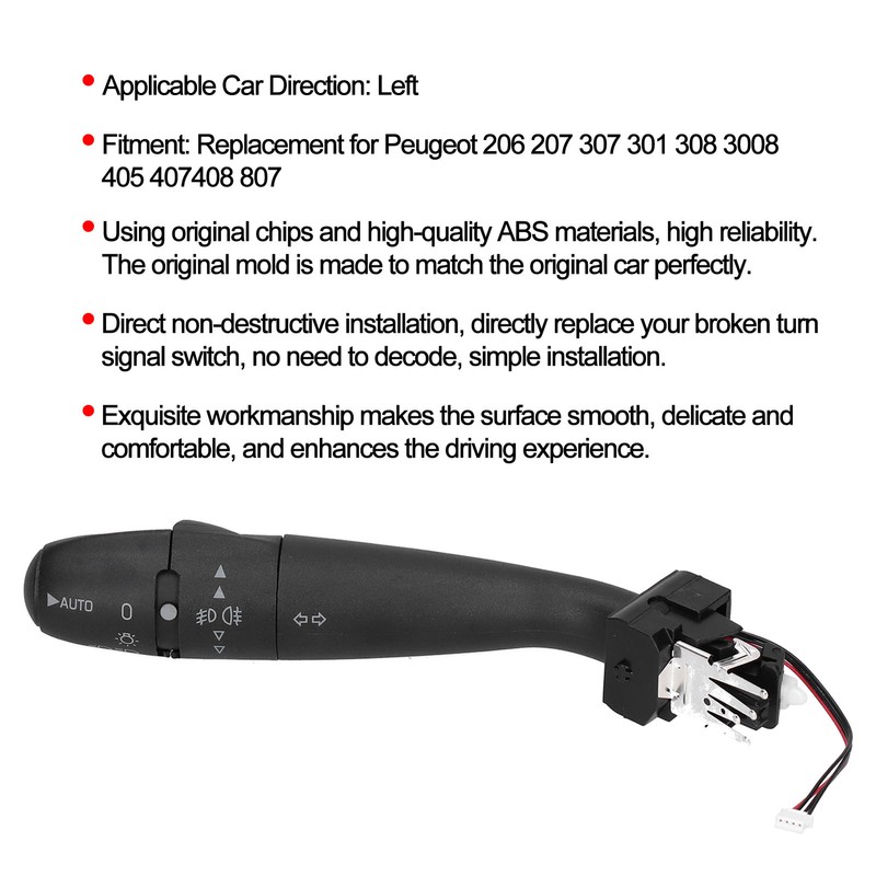 Car Turn Signal Indicator Switch Left Replacement for Peugeot 206