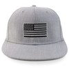 Armycrew XXL Grey American Flag Embroidered Plain Back Flatbill Snapback