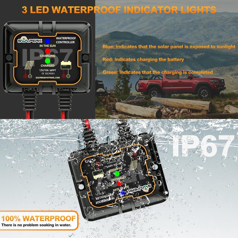 SOLPERK Solar Panel Kit 20W 12V, Solar Battery Trickle Charger