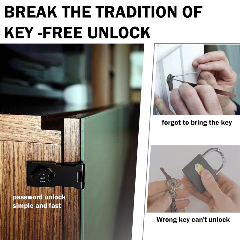 Mechanical Password Rotary Hasp Locks, Door Security Slide Latch Lock