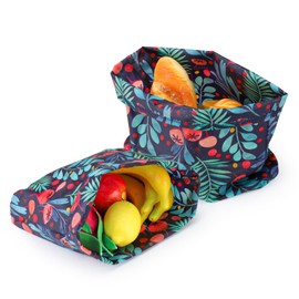 Diakey 2 Pack Beeswax Wraps Bag for Food, 14x10in, Reusable Bread Bags for Homemade Bread, Beeswax Paper Food Storage Wrap for Sourdough, Sandwich, Cheese, Fruit, Snack, Leaf