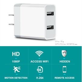 2025 Upgraded 1080P HD Nanny Cam Charger Wireless and Security Camera with Remote Viewing, Nanny Cam Nanny Camera, Motion Detection, WiFi & Bluetooth