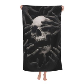 VANZEV - Toalla de playa de calavera negra de microfibra, sin arena, para adultos y niños, secado rápido, ultra absorbente, súper suave, para viajes, natación, baño, ducha, 52 x 32 pulgadas