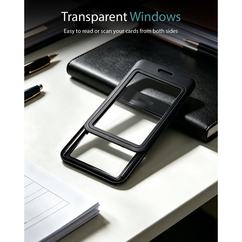 BelroseHom 3 Pack Sliding Badge Holder with Double-Sided Clear Windows,