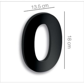 Numeros negro mate para casa - 18cm 7inches - Numeros Residenciales® (Numero 0)