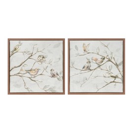 Melrose International Framed Bird on Branch Canvas (Set of 2) 10" SQ MDF/Canvas