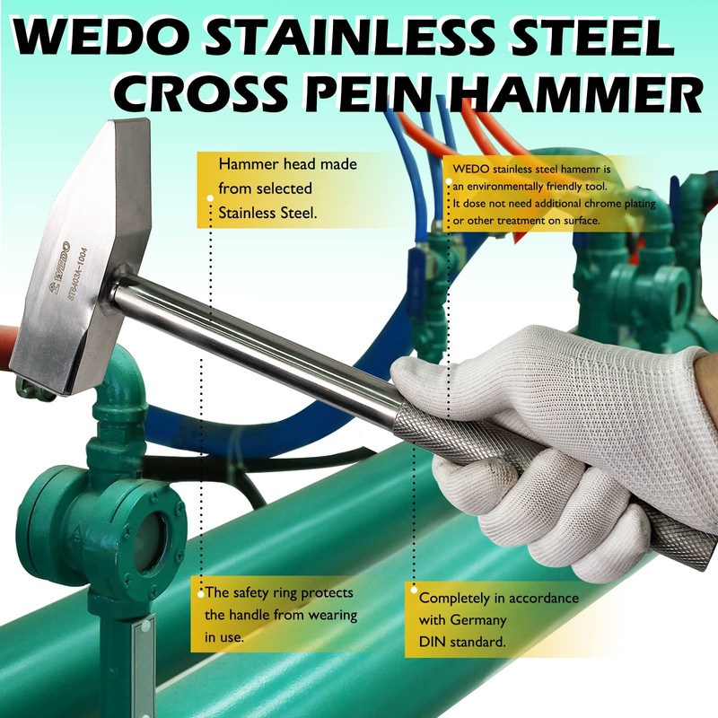WEDO Cross Pein Hammer with Stainless Steel Handle, Engineers'Hammer, Stainless