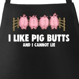 MoonWorks BBQ Apron for Men with Saying Fleisch ist mein Gemüse Cotton Apron Kitchen Apron, Pig Butts Black