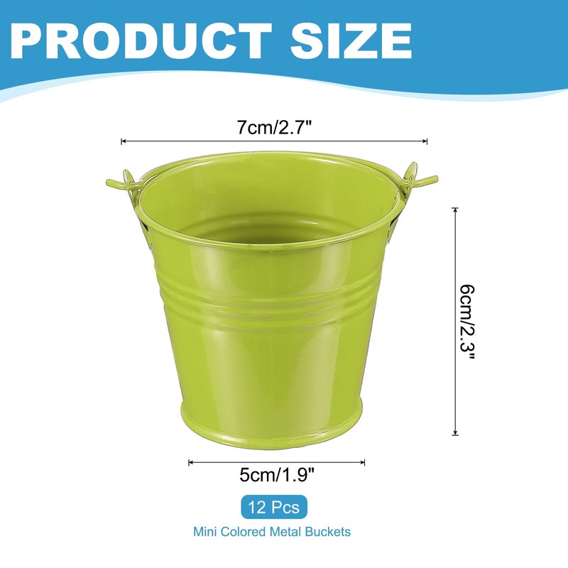 PATIKIL 2.7"x2.4" Small Metal Buckets with Handle, 12 Pcs Mini