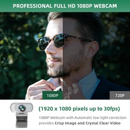 XPCAM Full HD 1080P Webcam with Privacy Shutter and Tripod, Pro Streaming Web Camera with Microphone, Widescreen USB Computer Camera for Laptop Desktop