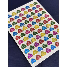 XIAXIN TSS-650 (1) Waterproof Hologram Glitter PVC Heart Sticker Set Weatherproof Waterproof Heart Character Suitcase Nameplate Locker Indoor and Outdoor Use