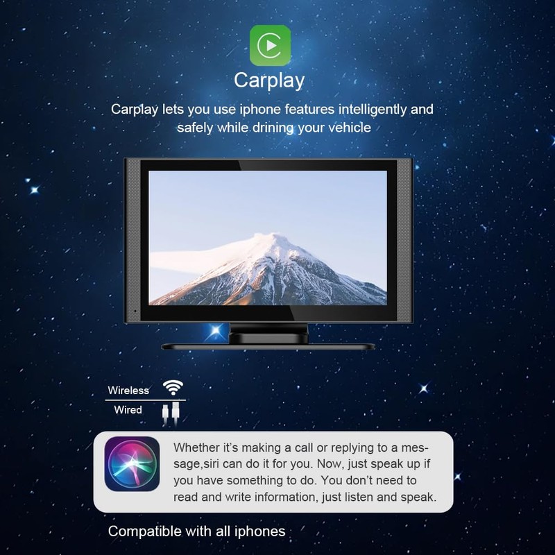 slrongpwolr Wireless Apple Car Play Screen, Android Auto Screen for