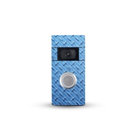 MightySkins Carbon Fiber Skin Compatible with Ring Video Doorbell (2nd Generation) - Blue Gridiron | Protective, Durable Textured Carbon Fiber Finish | Easy to Apply