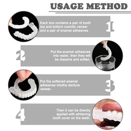 Clip in Veneers Teeth, 1 Pairs Snap on Veneers False Teeth, Top and Bottom Dentures, Smile Natural Shade Covers Braces Fake Teeth for Men Women with Bad Teeth