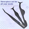 TORMEN Eyelash Tweezers Set, Stainless Steel Lash Applicator, Stainless