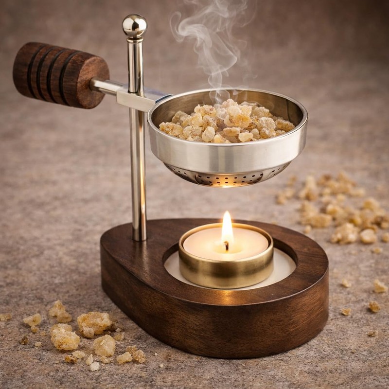NKlaus Adjustable Incense Burner with Wooden Handle Incense Stand Esoteric
