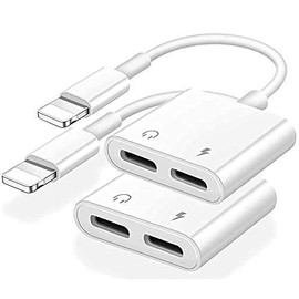 DESOFICON [Apple MFi Certified] 2PACK iPhone Lightning to 2 Lightning Adapter, Dual Lightning AUX + Charger Adapter Dongle Cable Splitter Compatible with iPhone 12/11/SE/X/XR/XS/8/7/6 Support Call + Charging