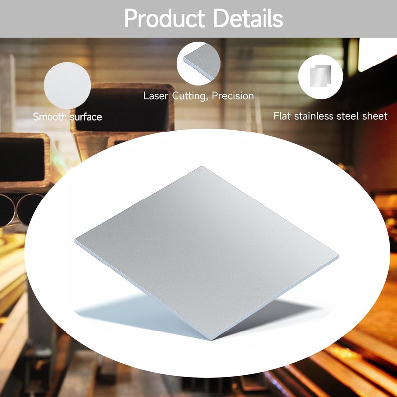304 Stainless Steel Sheet - 2PCS 6" X 6" X