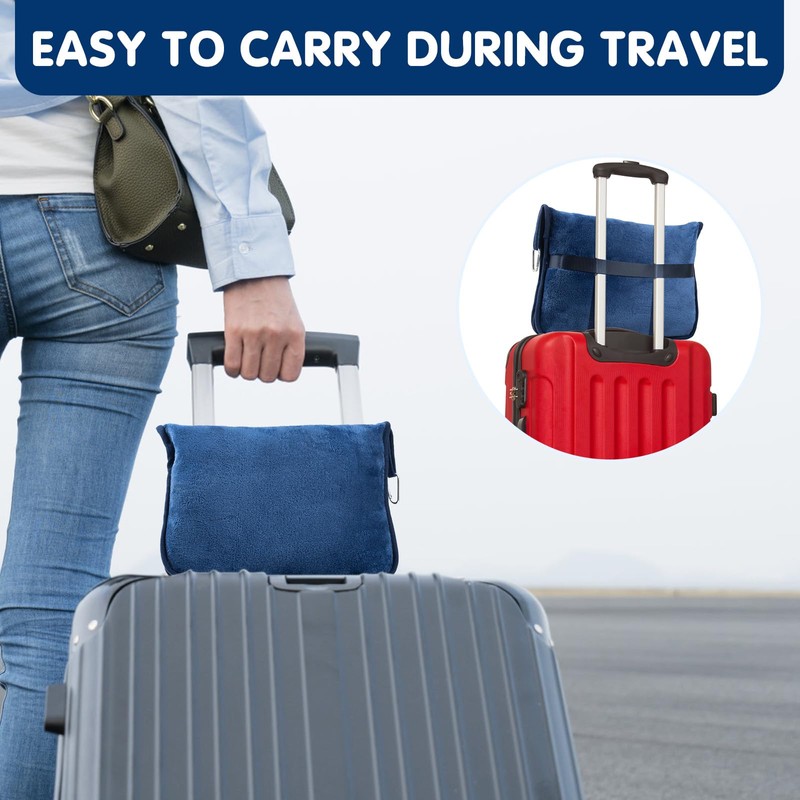 KINGTLE Travel Blanket and Pillow Set, 2-in-1 Blanket with Soft