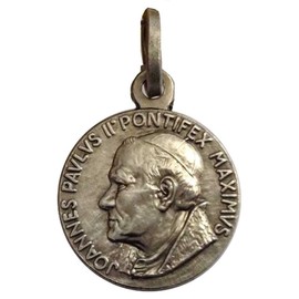 925 Sterling Silver Medal of Saint Pope John Paul II, Silver, No Gemstone